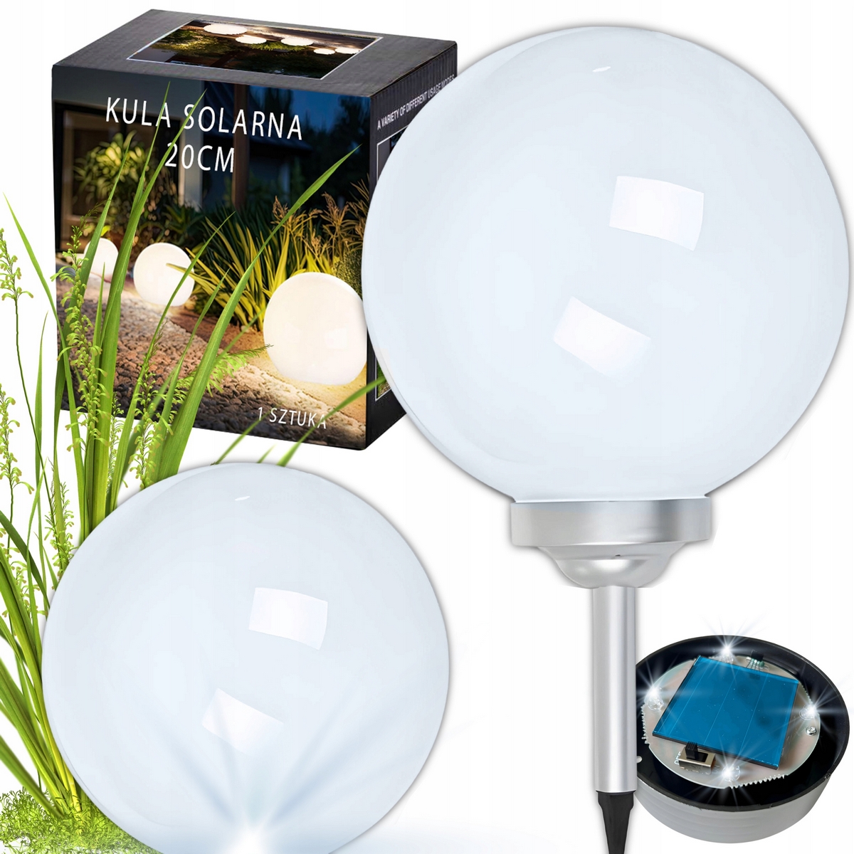 NThome solárna lampa, biela, 50 cm, 1 ks.